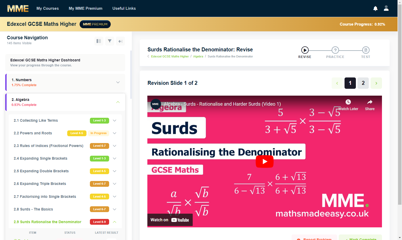 Some courses, like maths, have videos in the revision section where someone talks you through how to answer a question.