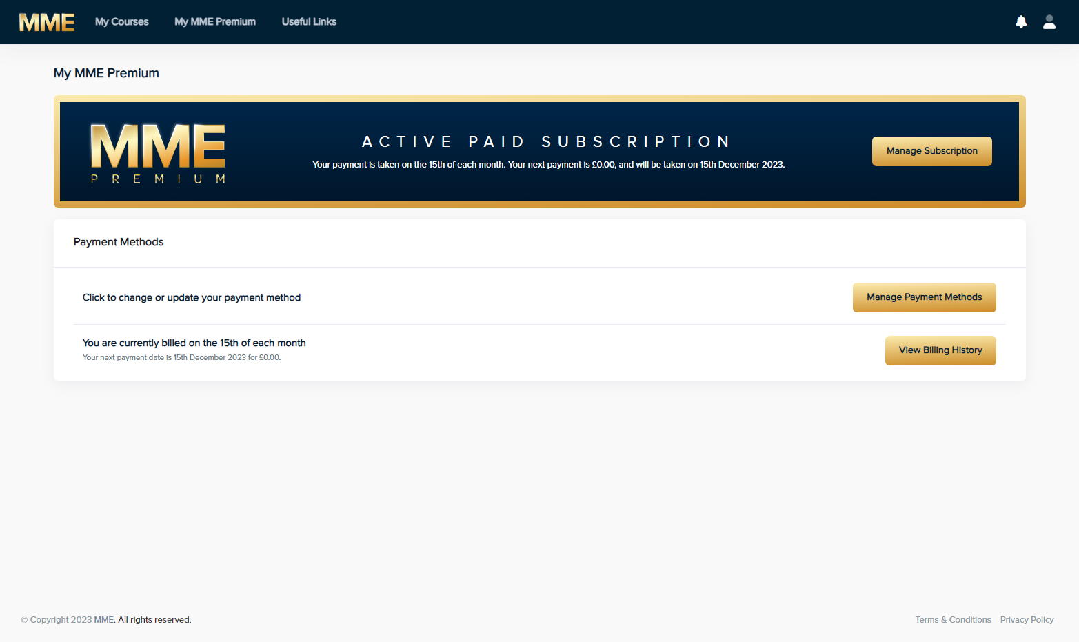 Click on Manage Payment Methods